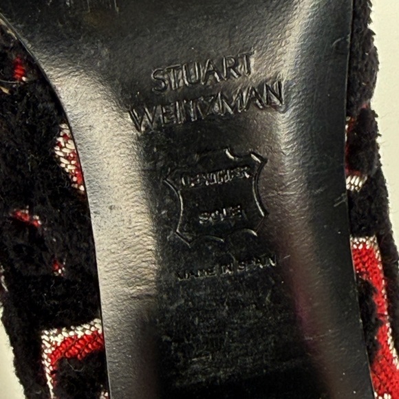 Stuart Weitzman Velvet Jacquard Ankle Boots US 7 EU 37.5 Mod Block Heel - Picture 10 of 13